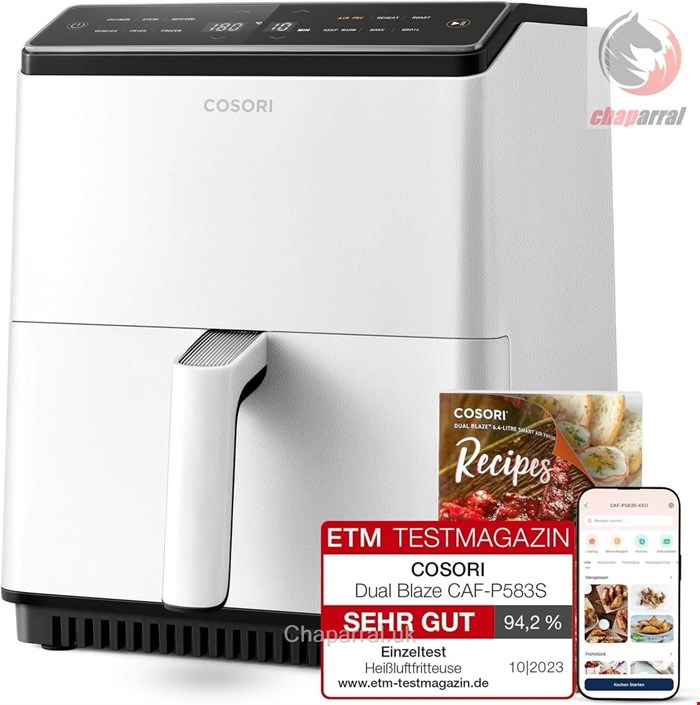 سرخ کن هوای گرم کوسوری آمریکا Cosori Heißluftfritteuse DualBlaze, CAF-P583S, VeSync-App (Appsteuerung) weiß