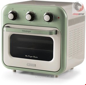 مایکروفر سرخ کن هوا جوجه گردان با نور داخلی آریته ایتالیا Ariete Vintage air fryer green