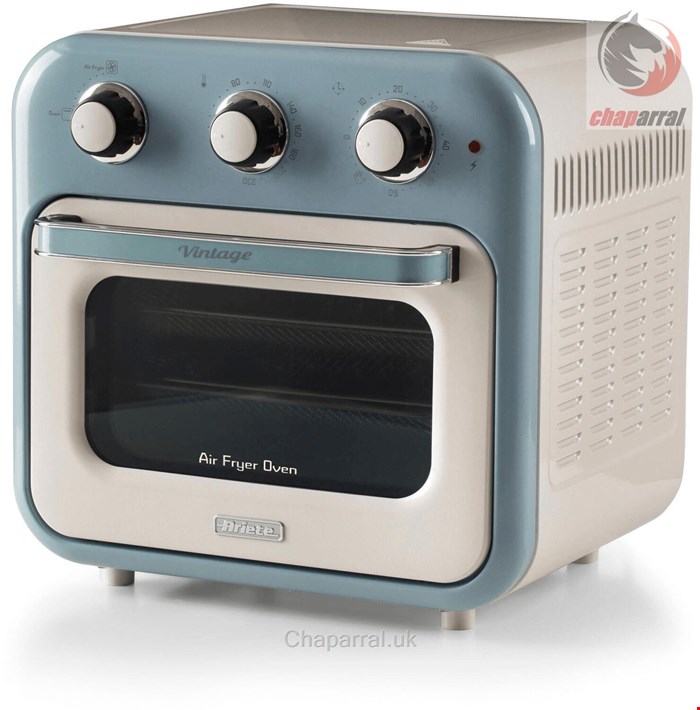 مایکروفر سرخ کن هوا جوجه گردان با نور داخلی آریته ایتالیا Ariete Vintage air fryer light blue
