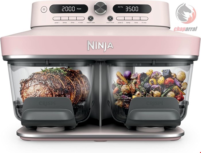 سرخ کن دو قلو شیشه ای بدون روغن نینجا آمریکا ظرفیت 7.6 لیتر Ninja CRISPi DD102EUPK1 صورتی