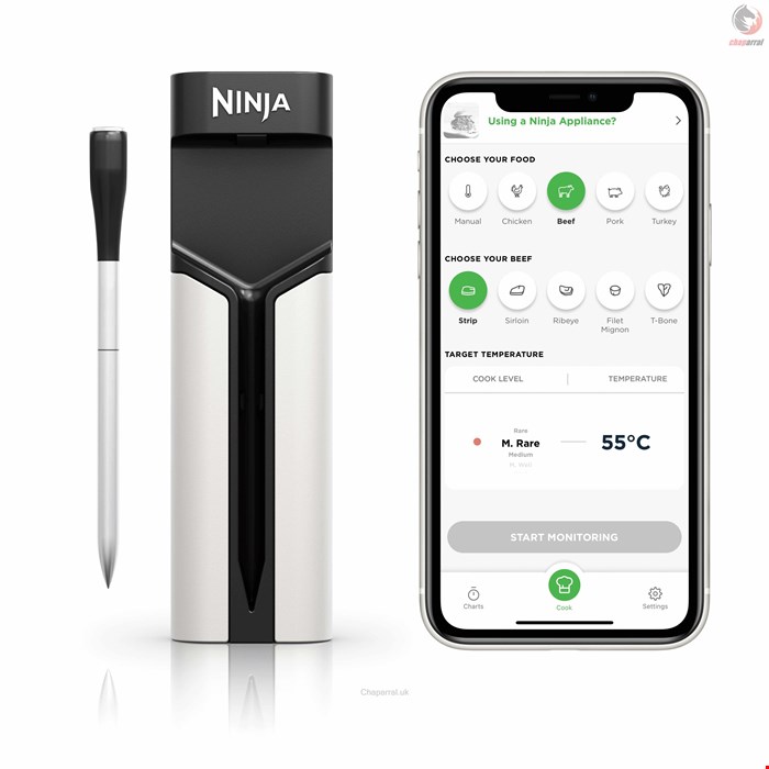 دماسنج گوشت بی‌سیم با اتصال تلفن همراه نینجا آمریکا Ninja ProChef Thermometer drinnen draußen WP100EU