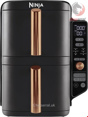 سرخ کن دو طبقه هوای گرم نینجا آمریکا Ninja Double Stack XL 2-Ebenen Heißluftfritteuse 9,5 L Schwarz/Kupfer SL400EUCP