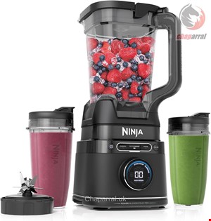 مخلوط کن اسموتی ساز نینجا آمریکا Ninja TB301 Detect Duo Power Blender Pro + Single Serve، فناوری BlendSense، مخلوط کن برای اسموتی ها، اسموتی ها و موارد دیگر، حداکثر توان 1800 وات، 280 میلی لیتر، (2) فنجان To-Go، 70 اونس، مشکی