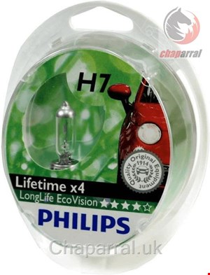 لامپ هالوژن چراغ خودرو فیلیپس هلند Philips LongLife EcoVision H7 12972LLECOS2