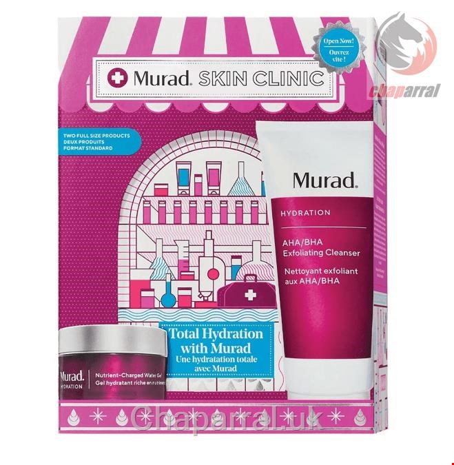 ست کادویی ژل مرطوب کننده 50 میل پاک کننده لایه بردار 200 میل مورد آمریکا MURAD Total Hydration with Murad Pflegeset 250 ml