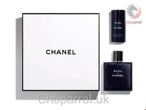 ست 2 تایی عطر ادو تویلت استیک ضد تعریق مردانه بلو شنل فرانسه CHANEL BLEU COFFRET EAU DE TOILETTE 100 ML DEODORANT STICK 60g