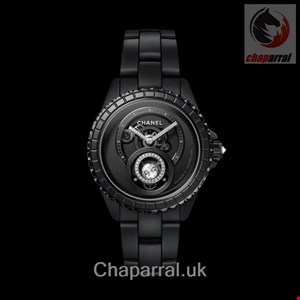 ساعت مچی مردانه زنانه سرامیکی الماس نشان شنل فرانسه  CHANEL J12 DIAMANTTOURBILLON UHR KALIBER 5, 38 MM H7380