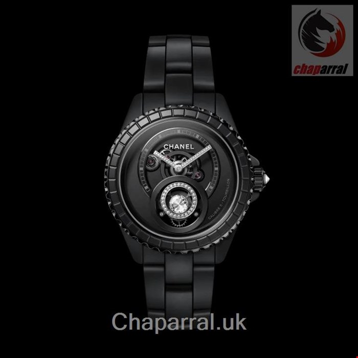 ساعت مچی مردانه زنانه سرامیکی الماس نشان شنل فرانسه  CHANEL J12 DIAMANTTOURBILLON UHR KALIBER 5, 38 MM H7380