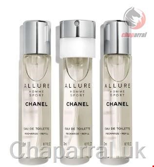 ست عطر ادو تویلت مردانه 3 تایی 20 میل الور هوم اسپرت شنل فرانسه CHANEL ALLURE HOMME SPORT EAU DE TOILETTE REFILLABLE TWIST SPRAY 3 20ml refill