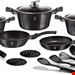  سرویس قابلمه ماهیتابه کفگیر ملاقه چاقو 17 پارچه بورگوندی برلینگر هاوس مجارستان BerlingerHaus Granittöpfe Set Metallic Line Burgund 17-teilig/‎BH-7043