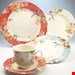  سرویس غذاخوری سفالی 30 پارچه 6 نفره کراتیبل CreaTable Kombiservice Crimson (30-tlg), Steingut, frische Farben, Rosendekor