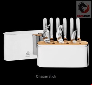 سرویس قاشق چنگال روکش نقره 24 قطعه با قاب کریستوفل فرانسه Christofle 24-Piece Stainless Steel Flatware Set with Chest