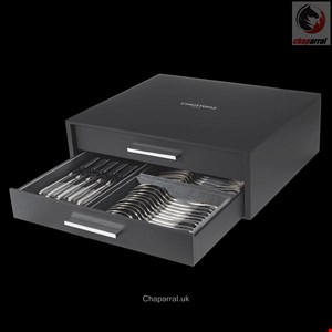 سرویس قاشق چنگال رو کش نقره 12 قطعه با قاب کریستوفل فرانسه Christofle Flatware set for 12 people (48 pieces) Infini Silver plated B00069199