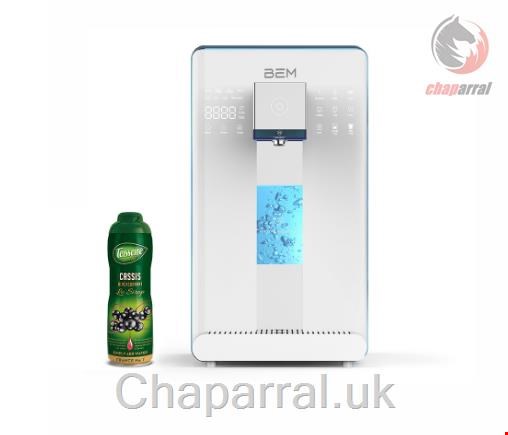 دستگاه تصفیه اب با قابلیت سرد گرم و هیدوژنه بی ای ام BEM LINA Wasserfilter Hydrogen Wassertank Auftischgerät + gratis Teisseire Sirup