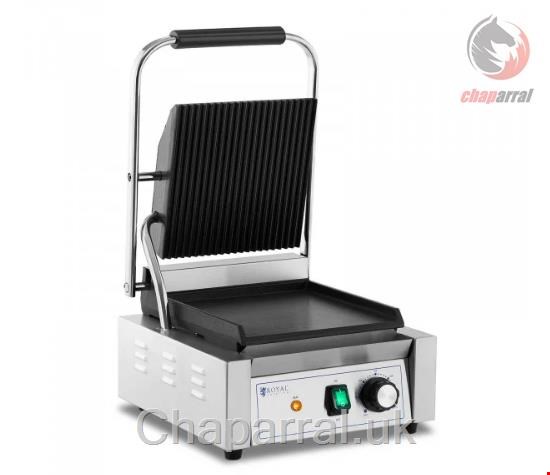 دستگاه گریل تماسی صنعتی رویال کترینگ آلمان Royal Catering Kontaktgrill geriffelt + glatt 1800W (RCPKG-1800M)