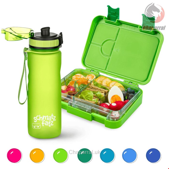 ظرف غذا اسنک کودک و قمقمه کلارشتاین آلمان Klarstein schmatzfatz Frühstücksset, Trinkflasche, Lunchbox Grun