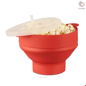 پاپ کورن ساز سیلیکون برای مایکروویو ریلکس دیز relaxdays Popcornmaschine Popcorn Maker Silikon für die Mikrowelle, Rot