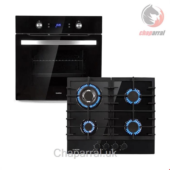 اجاق گاز 4 شعله توکار و فر توکار کلارشتاین آلمان Klarstein Gusteau Ignito Einbau-Ofen-Set