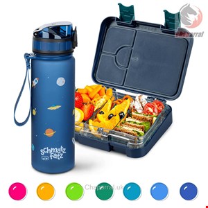 ظرف غذا اسنک کودک و قمقمه کلارشتاین آلمان Klarstein schmatzfatz Frühstücksset, Trinkflasche, Lunchbox Navy space