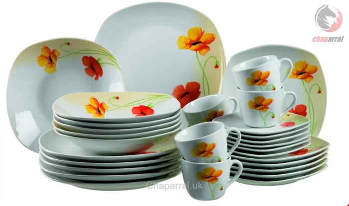 سرویس غذاخوری چینی 30 پارچه 6 نفره ماسر اتریش MÄSER Kombiservice PAPAVERO (30-tlg), Porzellan