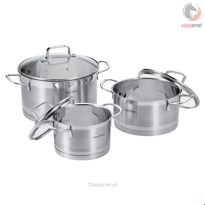 سرویس قابلمه ۶ پارچه پروفی کوک آلمان ProfiCook Topf-Set -PC-KTS 1223- Außen semi satiniert