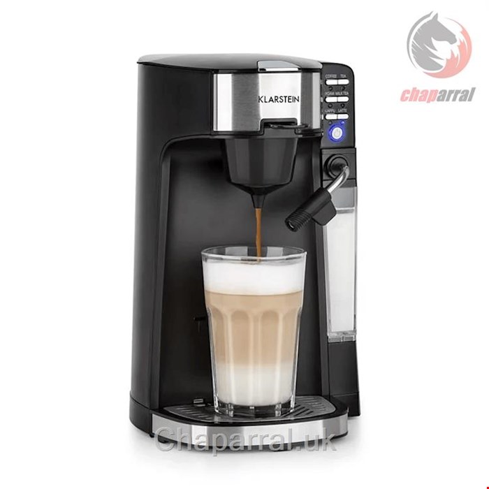 قهوه ساز کاپوچینوساز چای ساز کلارشتاین آلمان Klarstein Baristomat 2-in-1-Heißgetränkeautomat Kaffee  Tee Schwarz 1435 watt