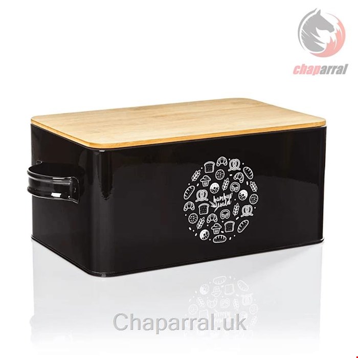 ظرف نان فلزی درب چوبی کلارشتاین آلمان Klarstein Gistad Brotbox Brotkasten Schwarz