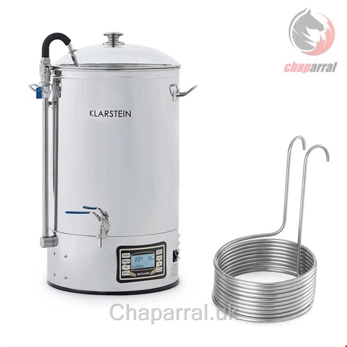 دستگاه تقطیر گلاب گیر عرق گیر 30 لیتری کلارشتاین آلمان Klarstein Mundschenk  Eintauchkühler Bierbrauanlage Maischekessel Silber