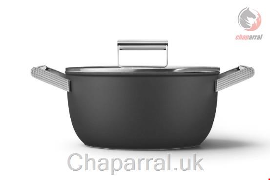 قابلمه اسمگ ایتالیا Smeg CKFC2411 Schmortopf 24 cm inkl. Glasdeckel im 50er Jahre Design CKFC2411BLM