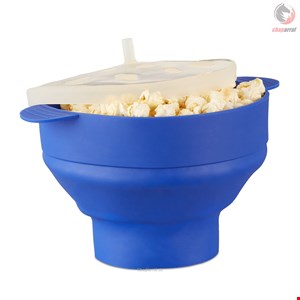 پاپ کورن ساز سیلیکون برای مایکروویو ریلکس دیز relaxdays Popcornmaschine Popcorn Maker Silikon für die Mikrowelle, Blau