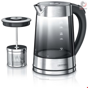 کتری برقی آرندو آلمان Arendo Wasserkocher- Edelstahl Glas Wasserkocher mit Teesieb  1-7 Liter