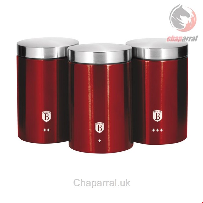 ست قوطی آشپزخانه برلینگر هاوس مجارستان Berlinger Haus 3 Piece Kitchen Canister Set BH/1343 Burgundy Collection