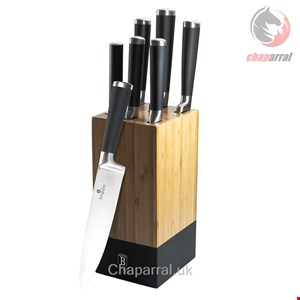 ست چاقو آشپزخانه پایه بامبو برلینگر هاوس مجارستان BERLINGER HAUS KNIFE SET / BAMBOO STAND  BH/2424 BLACK