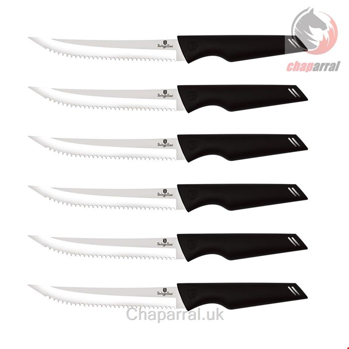 ست چاقو استیک آشپزخانه 6 پارچه برلینگر هاوس مجارستان BERLINGER HAUS STEAK KNIFE SET  BH-2787 BLACK SILVER COLLECTION