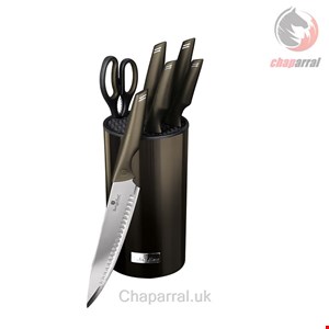 ست چاقو آشپزخانه 7 پارچه برلینگر هاوس مجارستان BERLINGER HAUS KITCHEN KNIFE SET  BH 2793 METALLIC LINE SHINY BLACK EDITION