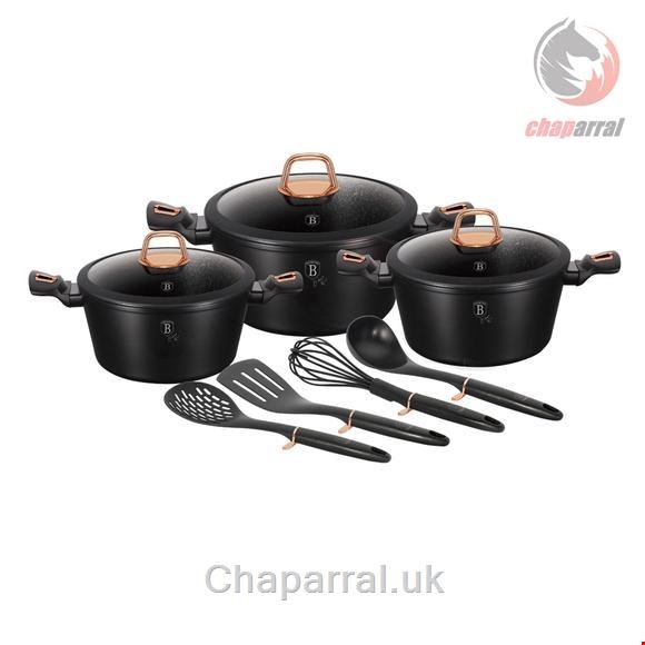 سرویس قابلمه کفگیر ملاقه 10 پارچه برلینگر هاوس مجارستان BerlingerHaus 10-PIECE COOKWARE SET BERLINGER HAUS BH/6154 BLACK ROSE COLLECTION