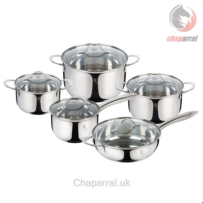 سرویس قابلمه ماهیتابه 10پارچه سوتین برلینگر هاوس مجارستان BerlingerHaus10-PIECE COOKWARE SET BH 6660 SILVER JEWELLERY COLLECTION