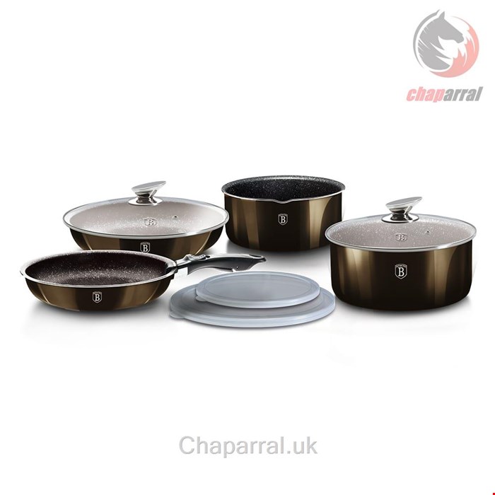 سرویس قابلمه ماهیتابه 9 پارچه برلینگر هاوس مجارستان BerlingerHaus 9-PIECE COOKWARE SET BH 7041 METALLIC LINE SHINY BLACK EDITION