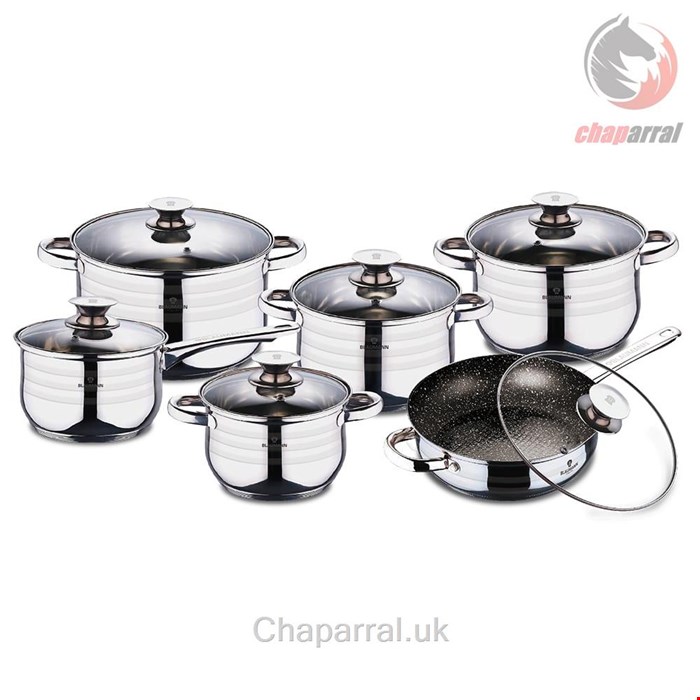 سرویس قابلمه ماهیتابه 12 پارچه برلینگر هاوس مجارستان BerlingerHaus 12 PCS COOKWARE SET, GOURMET LINE BLAUMANN BL 3167