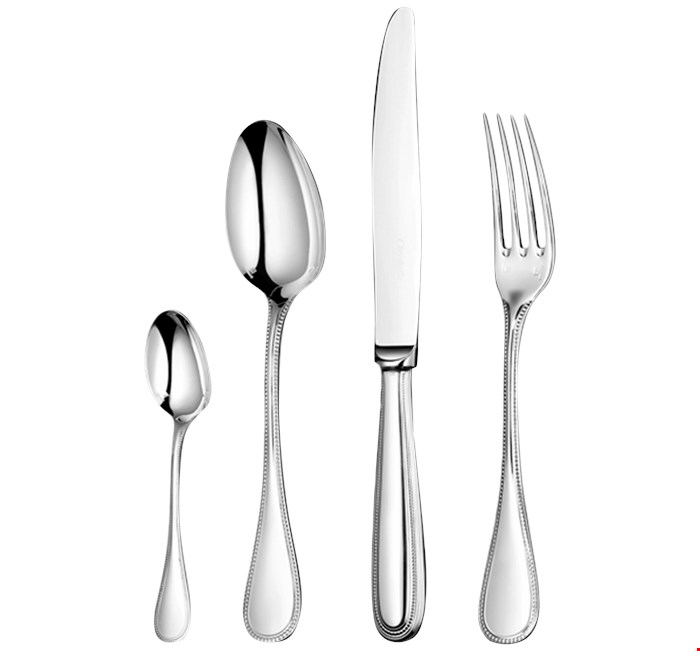 سرویس قاشق چنگال 30 پارچه با روکش نقره کریستوفل فرانسه CHRISTOFLE 30-Piece Silver-Plated Flatware Set with Free Chest