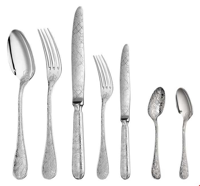 سرویس قاشق چنگال 36 پارچه با روکش نقره کریستوفل فرانسه CHRISTOFLE 36-Piece Silver-Plated Flatware Set with Free Chest