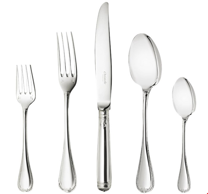 سرویس قاشق چنگال 5 پارچه کریستوفل فرانسه  CHRISTOFLE MALMAISON  5-Piece Silver-Plated Flatware Set