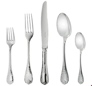 سرویس قاشق چنگال 5 پارچه با روکش نقره کریستوفل فرانسه CHRISTOFLE MARLY 5-Piece Silver Plated Flatware Set