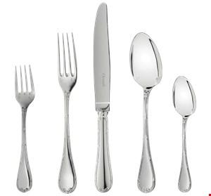 سرویس قاشق چنگال 5 پارچه کریستوفل فرانسه CHRISTOFLE RUBANS 5-Piece Silver Plated Flatware Set