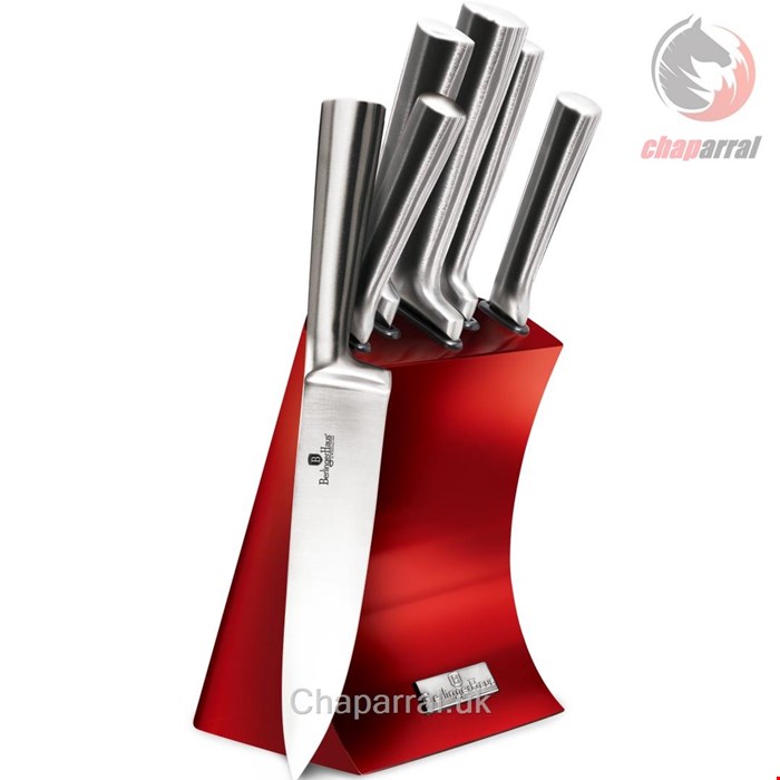 ست چاقو آشپزخانه 6 پارچه برلینگر هاوس مجارستان BERLINGER HAUS KNIFE SET WITH STAND  BH/2450 BURGUNDY LINE