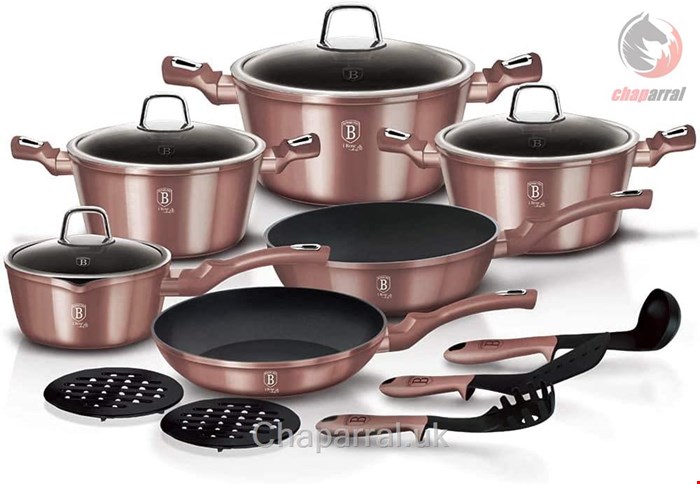 سرویس قابلمه 15 پارچه آی رز برلینگر هاوس مجارستان BerlingerHaus Kochgeschirr-Set 15-teilig I-Rose/‎BH-6045