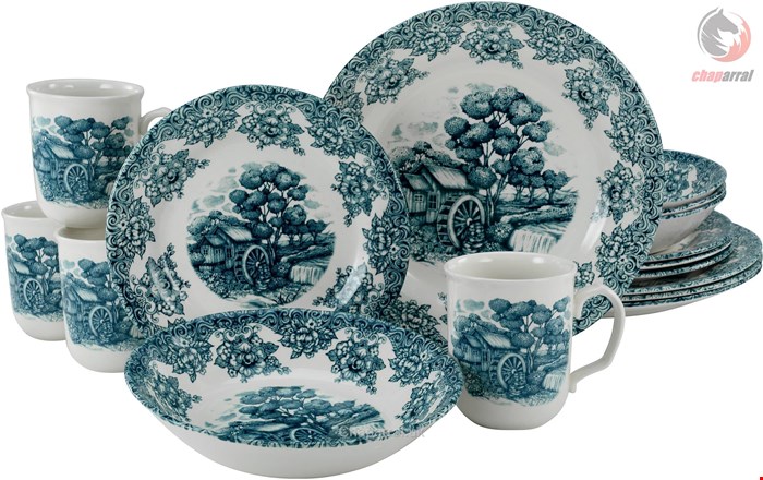 سرویس غذاخوری سفالی 16 پارچه 4 نفره کراتیبل CreaTable Kombiservice Wassermühle(16-tlg), Steingut, Klassiker