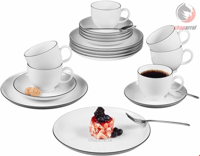 سرویس قهوه خوری چینی 18 پارچه 6 نفره سلتمن ویدن آلمان Seltmann Weiden Kaffeeservice Lido Black Line (18-tlg), Porzellan