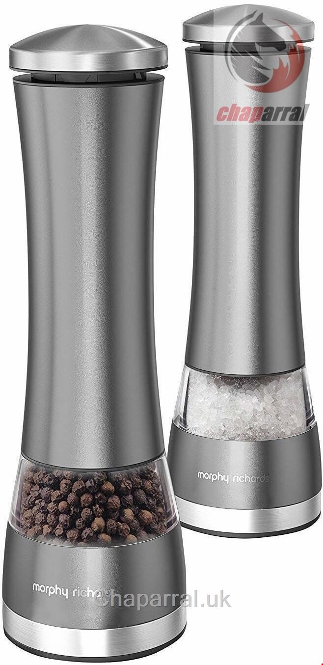 ست آسیاب نمک و فلفل مورفی ریچاردز انگلستان Morphy Richards elektronische Salz- und Pfeffermühle 22 x 6-5 cm Edelstahl