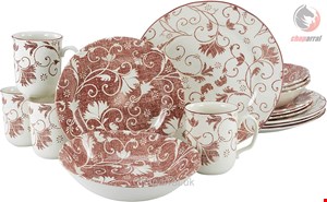 سرویس غذاخوری سفالی 16 پارچه 4 نفره کراتیبل CreaTable Kombiservice Damask 16-tlg.Red -weiß